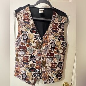 Vintage 1990 Bobbie Brooks Teddy Bear Patterned Pet Vest